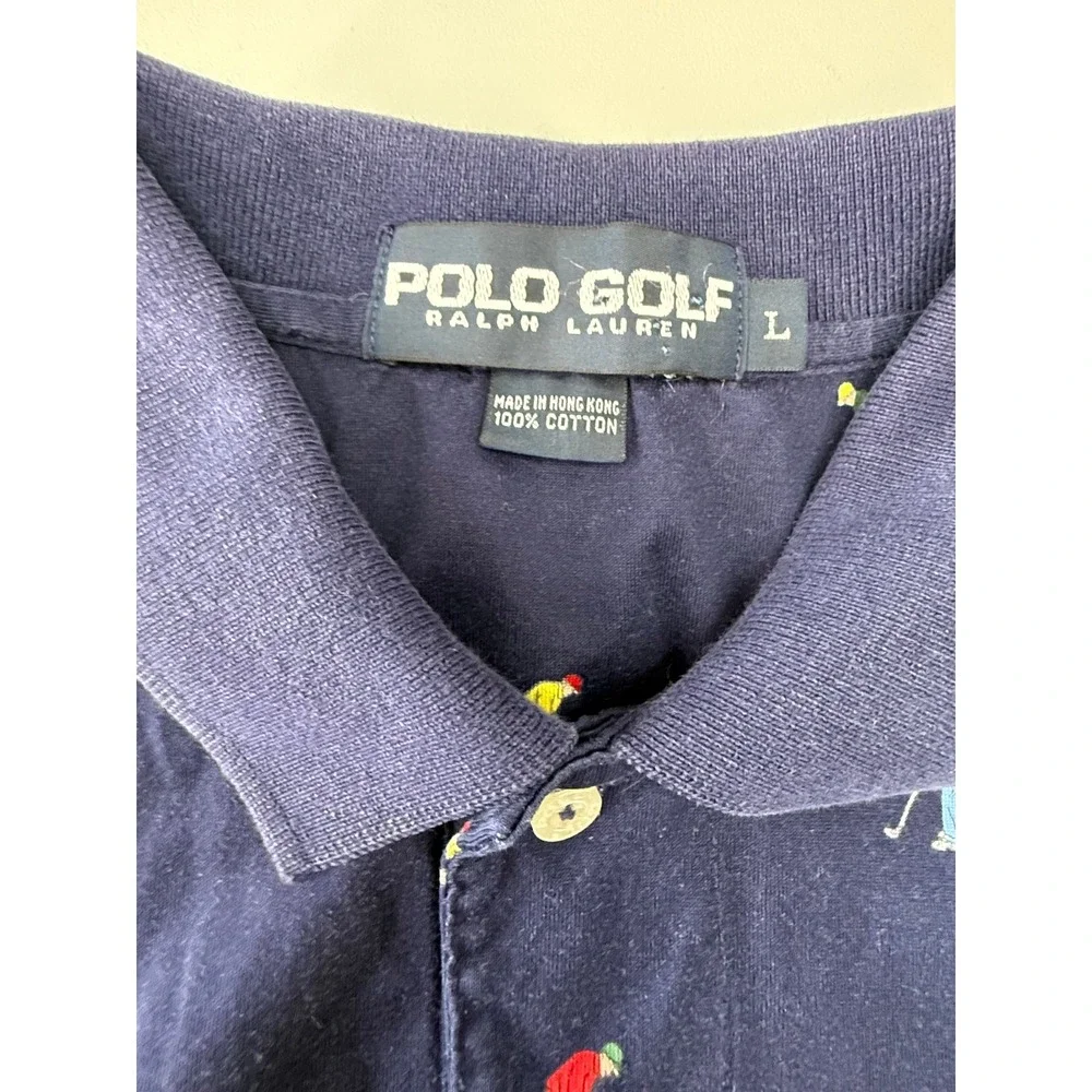 Polo Ralph Lauren Golf Mens Blue Made Hong Kong Polo Shirt Large 90's Vintage